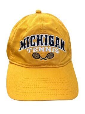 Vintage University of Michigan Tennis Hat Maize Yellow Blue Embroidered Dad Cap
